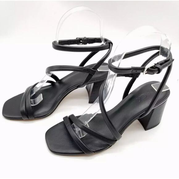 Nordstrom Rack Women Lagrange Block Heel Strappy Sandals Size 10M Black - Picture 2 of 12